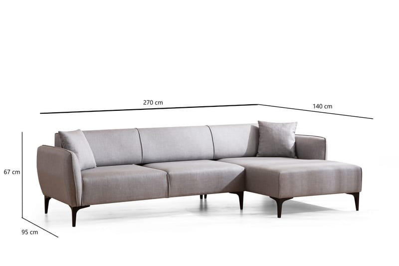 Rossland Chaiselongsofa 3-personers - Grå - Møbler - Sofaer - Hjørnesofa - Hjørnesofa med chaiselong