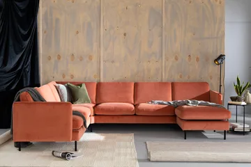 Theodin Hjørnesofa med Diva højre Velour - Møbler - Sofaer - Hjørnesofa - Hjørnesofa med chaiselong