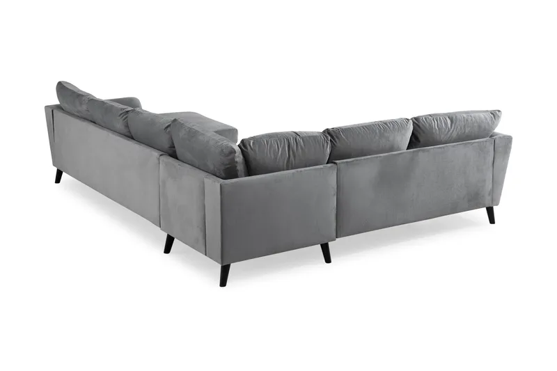 Trend 5-personers Højrevendt L-formet Hjørnesofa med Chaiselong i Fløjl - Lysegrå - Møbler - Sofaer - Hjørnesofa - Hjørnesofa med chaiselong