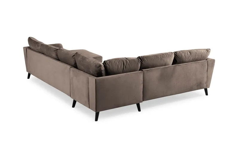 Trend 5-personers Højrevendt L-formet Hjørnesofa med Chaiselong i Fløjl - Brun - Møbler - Sofaer - Hjørnesofa - Hjørnesofa med chaiselong