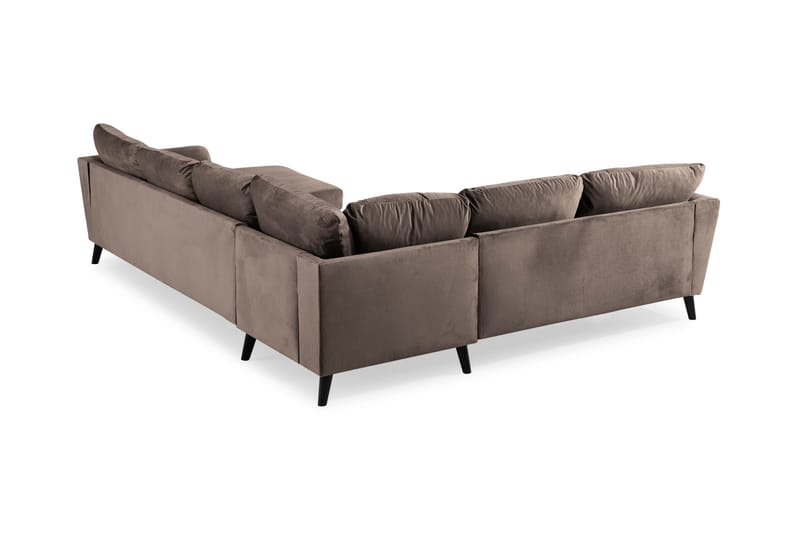 Trend 5-personers Højrevendt L-formet Hjørnesofa med Chaiselong i Fløjl - Brun - Møbler - Sofaer - Hjørnesofa - Hjørnesofa med chaiselong