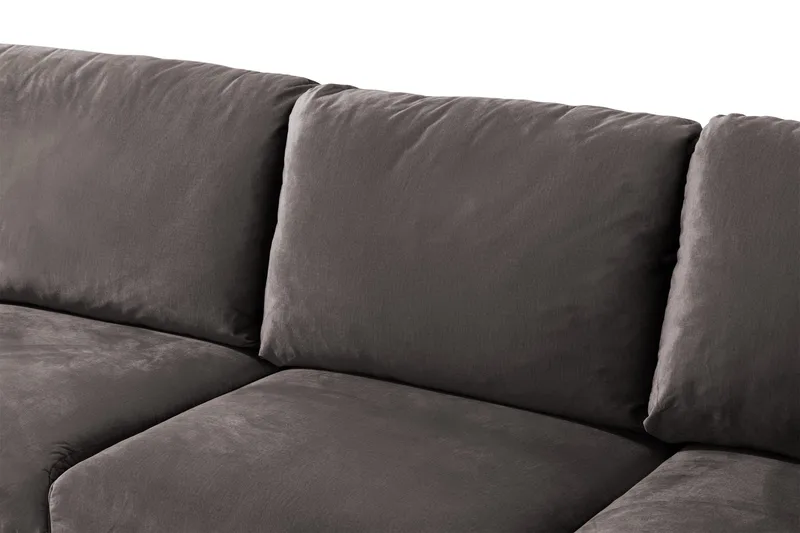 Trend 5-personers Venstrevendt U-formet Hjørnesofa med Divan i Fløjl - Mørkegrå - Møbler - Sofaer - Hjørnesofa - Hjørnesofa med chaiselong