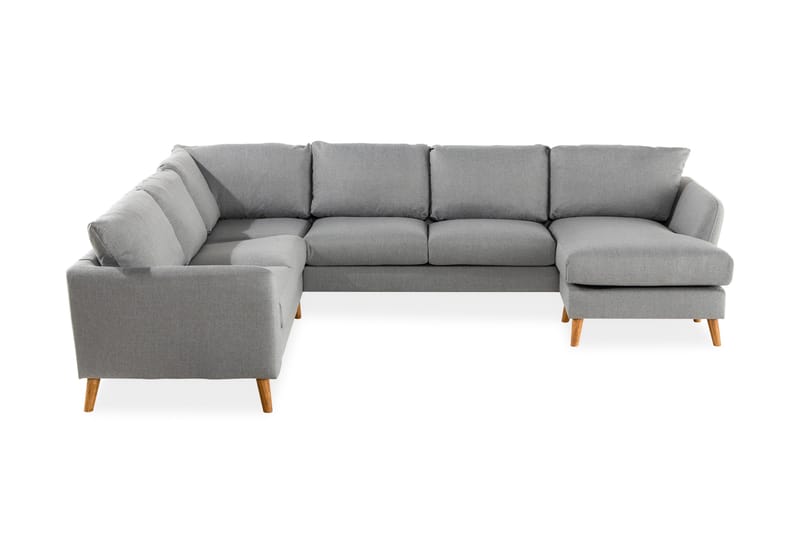 Trend 5-personers Højrevendt U-formet Hjørnesofa med Divan i Stof, Grå