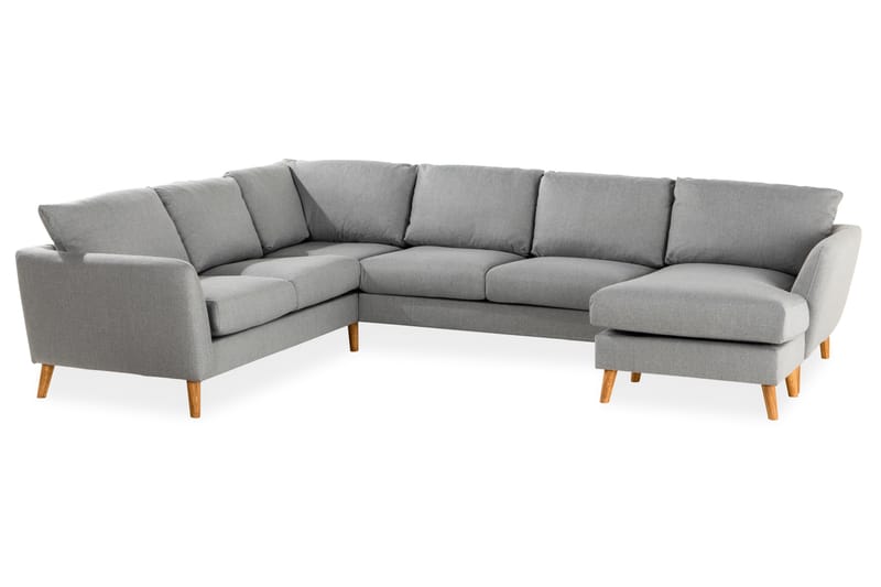 Trend 5-personers Højrevendt U-formet Hjørnesofa med Divan i Stof - Grå - Møbler - Sofaer - Hjørnesofa