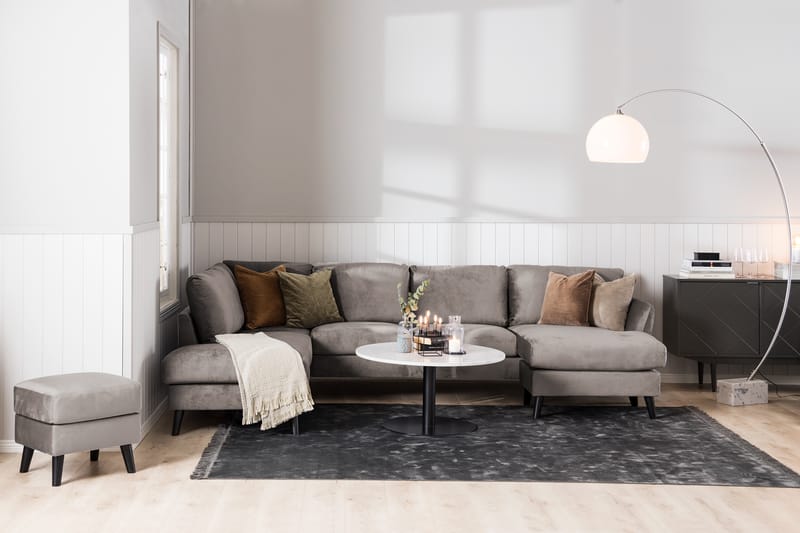 Trend 5-personers Højrevendt L-formet Hjørnesofa i Fløjl - Brun - Møbler - Sofaer - Hjørnesofa