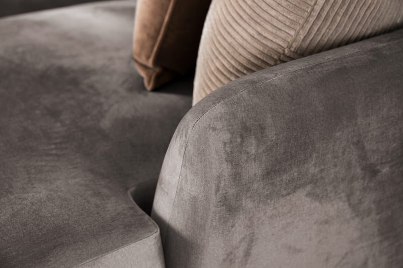 Trend 5-personers Højrevendt L-formet Hjørnesofa i Fløjl - Brun - Møbler - Sofaer - Hjørnesofa