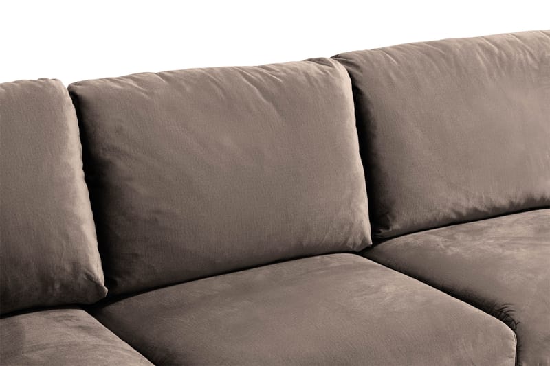 Trend 5-personers Højrevendt L-formet Hjørnesofa i Fløjl - Brun - Møbler - Sofaer - Hjørnesofa