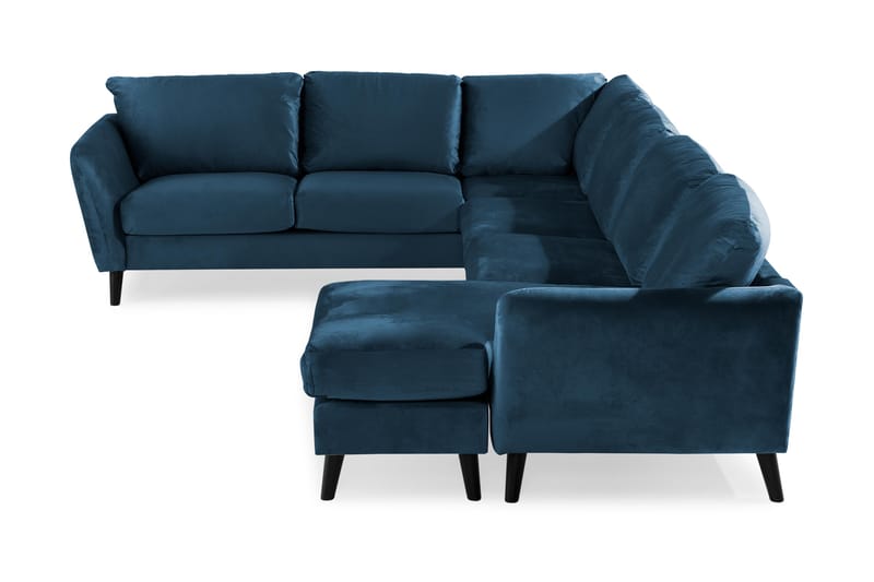 Trend 5-personers Højrevendt L-formet Hjørnesofa i Fløjl - Blå - Møbler - Sofaer - Hjørnesofa