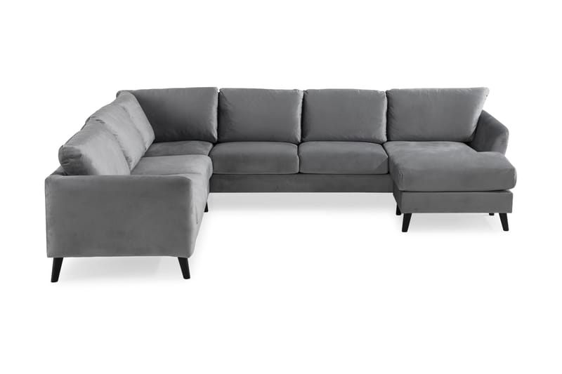 Trend 5-personers Højrevendt L-formet Hjørnesofa i Fløjl - Lysegrå - Møbler - Sofaer - Hjørnesofa