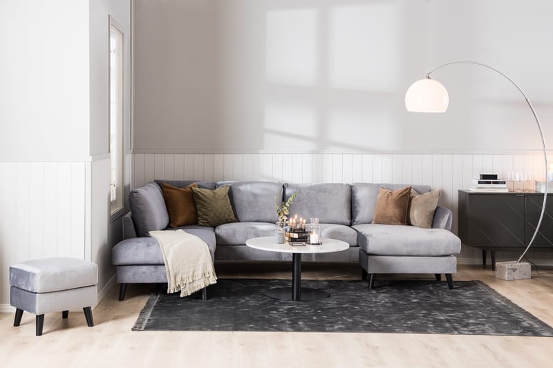 Trend 5-personers Højrevendt L-formet Hjørnesofa i Fløjl - Lysegrå - Møbler - Sofaer - Hjørnesofa