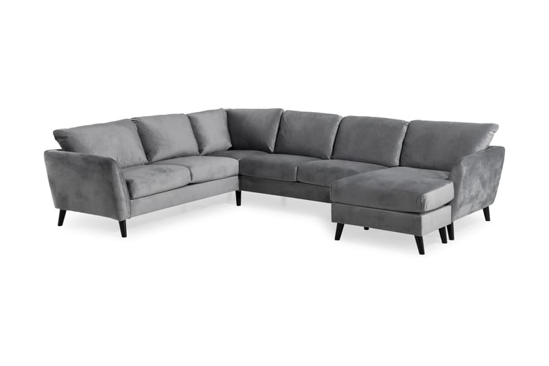 Trend 5-personers Højrevendt L-formet Hjørnesofa i Fløjl - Lysegrå - Møbler - Sofaer - Hjørnesofa