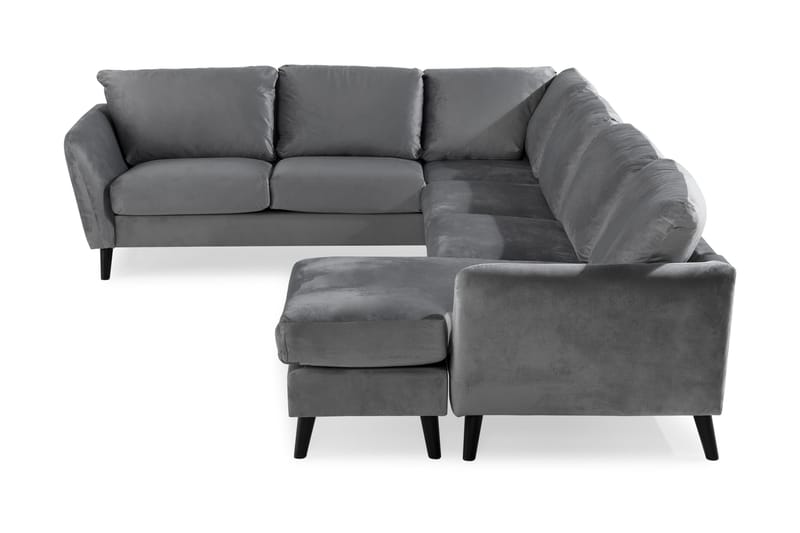 Trend 5-personers Højrevendt L-formet Hjørnesofa i Fløjl - Lysegrå - Møbler - Sofaer - Hjørnesofa