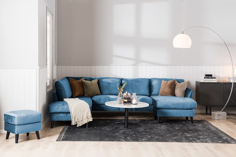 Trend 5-personers Venstrevendt U-formet Hjørnesofa med Divan i Fløjl - Blå - Møbler - Sofaer - Hjørnesofa