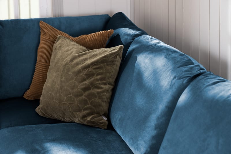 Trend 5-personers Venstrevendt U-formet Hjørnesofa med Divan i Fløjl - Blå - Møbler - Sofaer - Hjørnesofa