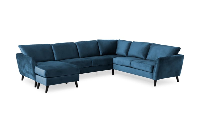 Trend 5-personers Venstrevendt U-formet Hjørnesofa med Divan i Fløjl - Blå - Møbler - Sofaer - Hjørnesofa