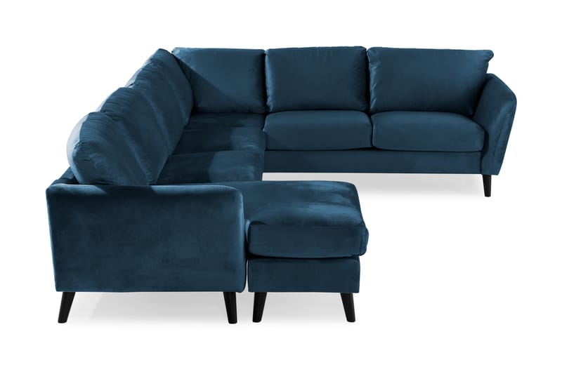 Trend 5-personers Venstrevendt U-formet Hjørnesofa med Divan i Fløjl - Blå - Møbler - Sofaer - Hjørnesofa
