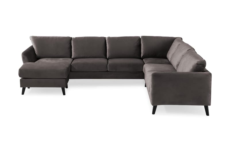 Trend 5-personers Venstrevendt U-formet Hjørnesofa med Divan i Fløjl - Mørkegrå - Møbler - Sofaer - Hjørnesofa