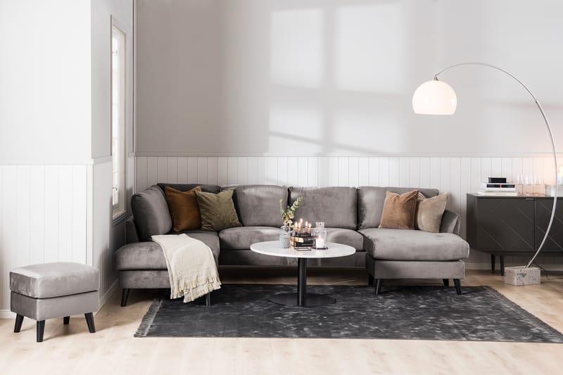 Trend 5-personers Venstrevendt U-formet Hjørnesofa med Divan i Fløjl - Mørkegrå - Møbler - Sofaer - Hjørnesofa