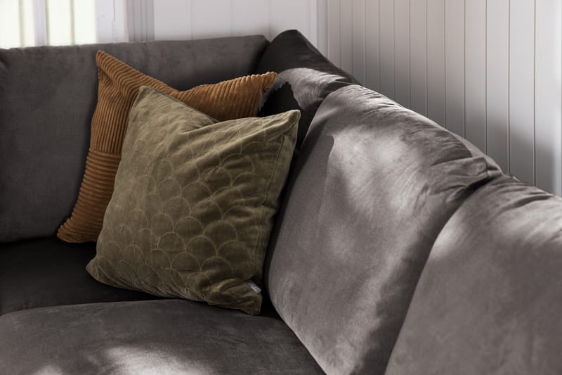 Trend 5-personers Venstrevendt U-formet Hjørnesofa med Divan i Fløjl - Mørkegrå - Møbler - Sofaer - Hjørnesofa