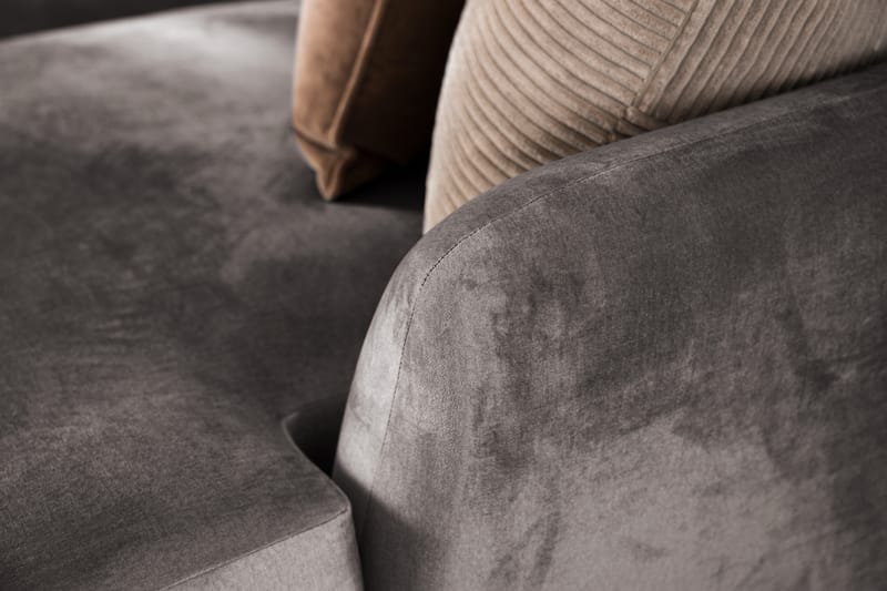 Trend 5-personers Venstrevendt U-formet Hjørnesofa med Divan i Fløjl - Mørkegrå - Møbler - Sofaer - Hjørnesofa