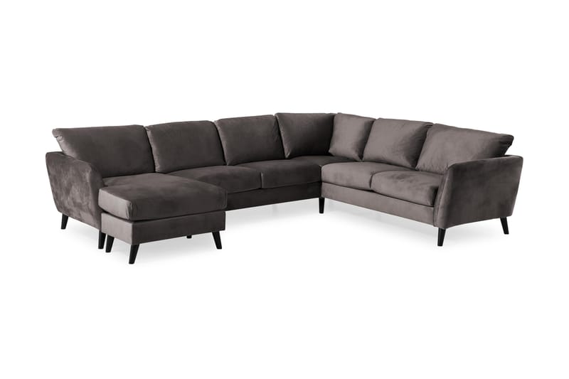 Trend 5-personers Venstrevendt U-formet Hjørnesofa med Divan i Fløjl - Mørkegrå - Møbler - Sofaer - Hjørnesofa