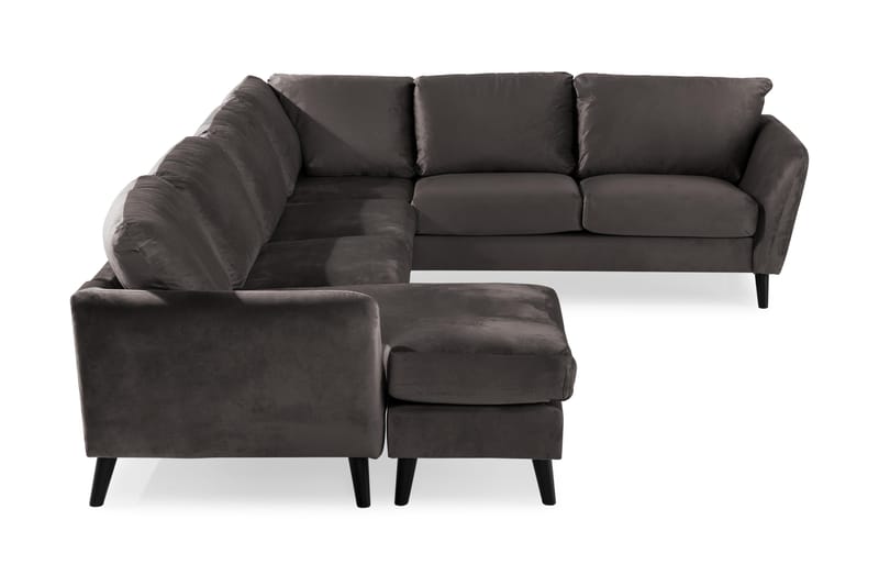 Trend 5-personers Venstrevendt U-formet Hjørnesofa med Divan i Fløjl - Mørkegrå - Møbler - Sofaer - Hjørnesofa