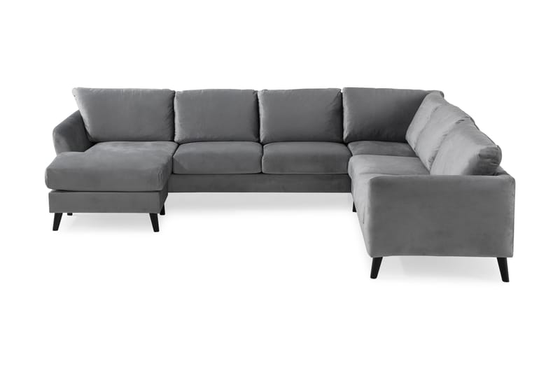 Trend 5-personers Venstrevendt U-formet Hjørnesofa med Divan i Fløjl - Lysegrå - Møbler - Sofaer - Hjørnesofa