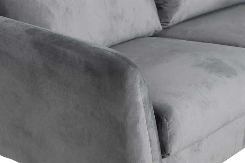 Trend 5-personers Højrevendt L-formet Hjørnesofa med Chaiselong i Fløjl - Lysegrå - Møbler - Sofaer - Hjørnesofa - Hjørnesofa med chaiselong