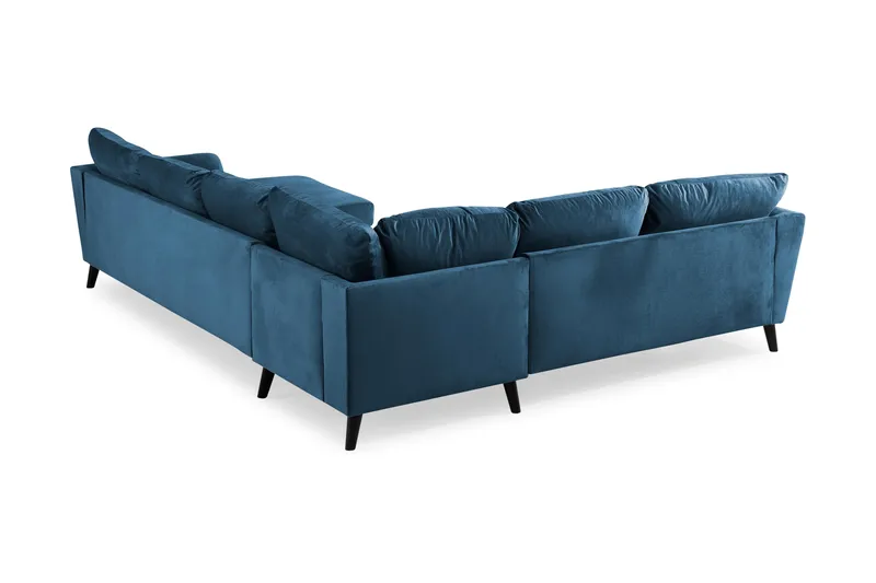 Trend 5-personers Højrevendt L-formet Hjørnesofa med Chaiselong i Fløjl - Blå - Møbler - Sofaer - Hjørnesofa - Hjørnesofa med chaiselong