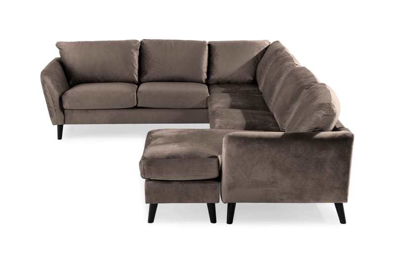 Trend 5-personers Højrevendt L-formet Hjørnesofa med Chaiselong i Fløjl - Brun - Møbler - Sofaer - Hjørnesofa - Hjørnesofa med chaiselong