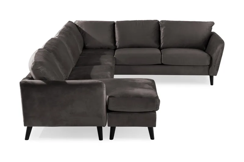 Trend 5-personers Venstrevendt U-formet Hjørnesofa med Divan i Fløjl - Mørkegrå - Møbler - Sofaer - Hjørnesofa - Hjørnesofa med chaiselong