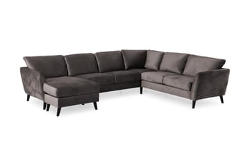 Trend 5-personers Venstrevendt U-formet Hjørnesofa med Divan i Fløjl - Mørkegrå - Møbler - Sofaer - Hjørnesofa - Hjørnesofa med chaiselong