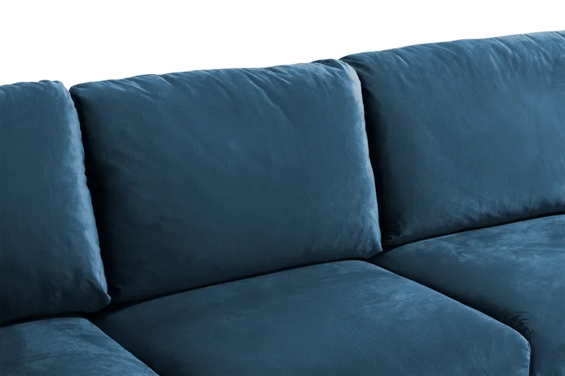 Trend 5-personers Højrevendt L-formet Hjørnesofa med Chaiselong i Fløjl - Blå - Møbler - Sofaer - Hjørnesofa - Hjørnesofa med chaiselong