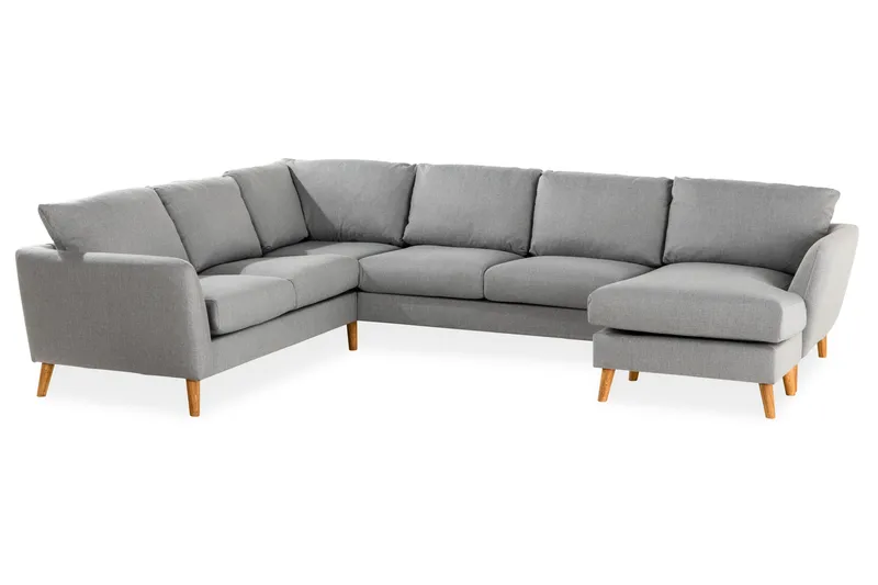 Trend 5-personers Højrevendt U-formet Hjørnesofa med Divan i Stof - Grå - Møbler - Sofaer - Hjørnesofa - Hjørnesofa med chaiselong