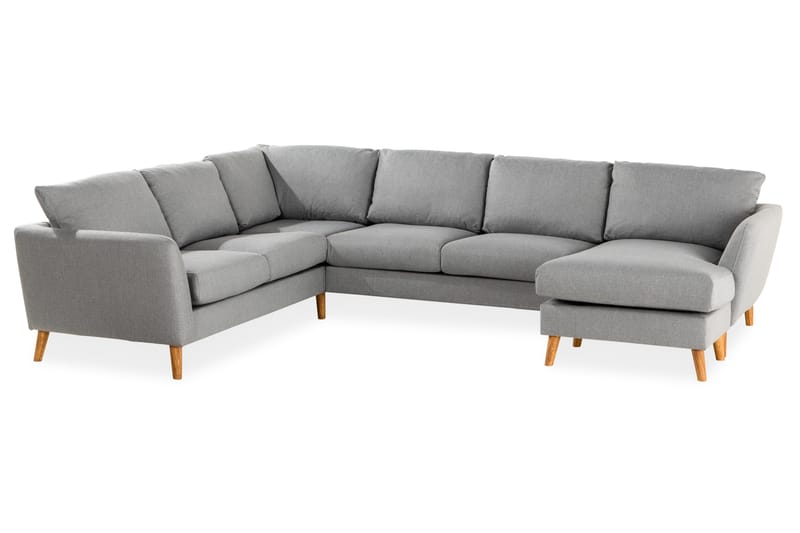Trend 5-personers Højrevendt U-formet Hjørnesofa med Divan i Stof - Grå - Møbler - Sofaer - Hjørnesofa - Hjørnesofa med chaiselong
