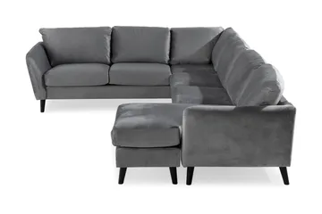 Trend 5-personers Højrevendt L-formet Hjørnesofa med Chaiselong i Fløjl - Lysegrå - Møbler - Sofaer - Hjørnesofa - Hjørnesofa med chaiselong