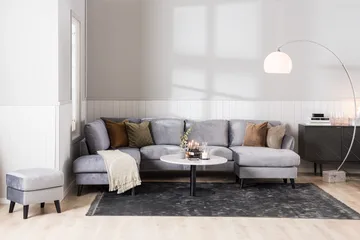 Trend 5-personers Højrevendt L-formet Hjørnesofa med Chaiselong i Fløjl - Lysegrå - Møbler - Sofaer - Hjørnesofa - Hjørnesofa med chaiselong