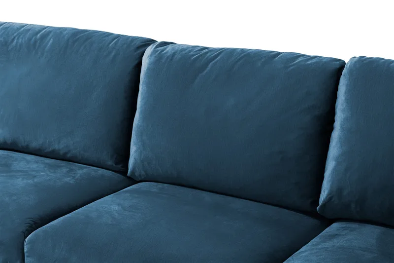 Trend 5-personers Venstrevendt U-formet Hjørnesofa med Divan i Fløjl - Blå - Møbler - Sofaer - Hjørnesofa - Hjørnesofa med chaiselong