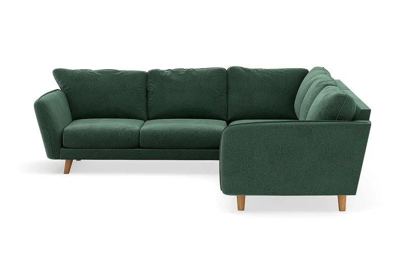 Trend Lyx 6-personers Vendbar L-formet Hjørnesofa i Fløjl - Mørkegrøn - Møbler - Sofaer - Hjørnesofa