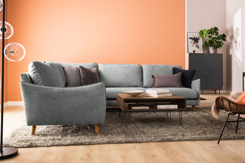 Trend Lyx 6-personers Vendbar L-formet Hjørnesofa i Stof - Grå - Møbler - Sofaer - Hjørnesofa