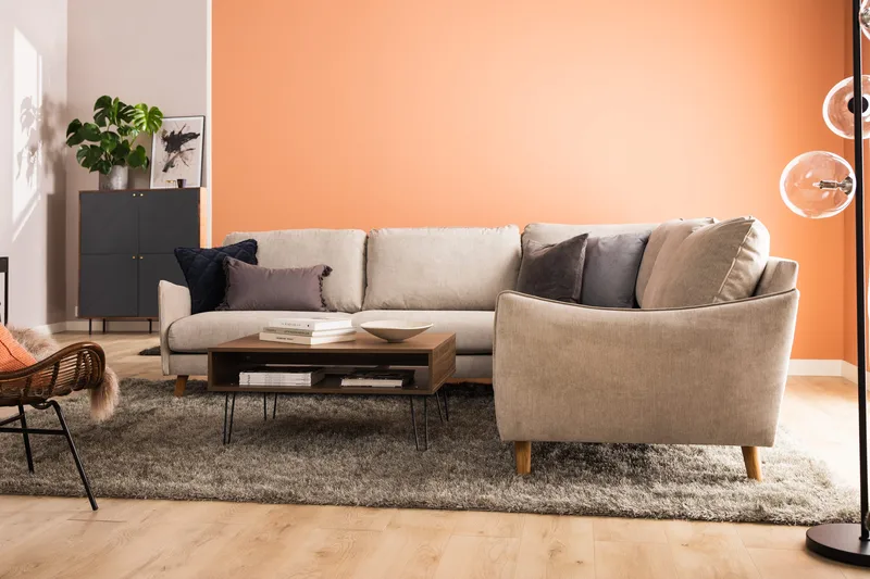 Trend Lyx 6-personers Vendbar L-formet Hjørnesofa i Stof - Beige - Møbler - Sofaer - Hjørnesofa