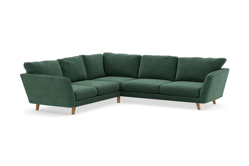 Trend Lyx 6-personers Vendbar L-formet Hjørnesofa i Fløjl - Mørkegrøn - Møbler - Sofaer - Hjørnesofa