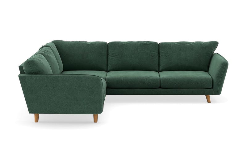 Trend Lyx 6-personers Vendbar L-formet Hjørnesofa i Fløjl, Mørkegrøn