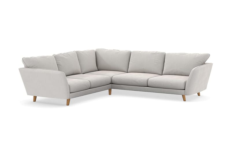 Trend Lyx 6-personers Vendbar L-formet Hjørnesofa i Fløjl, Cremehvid