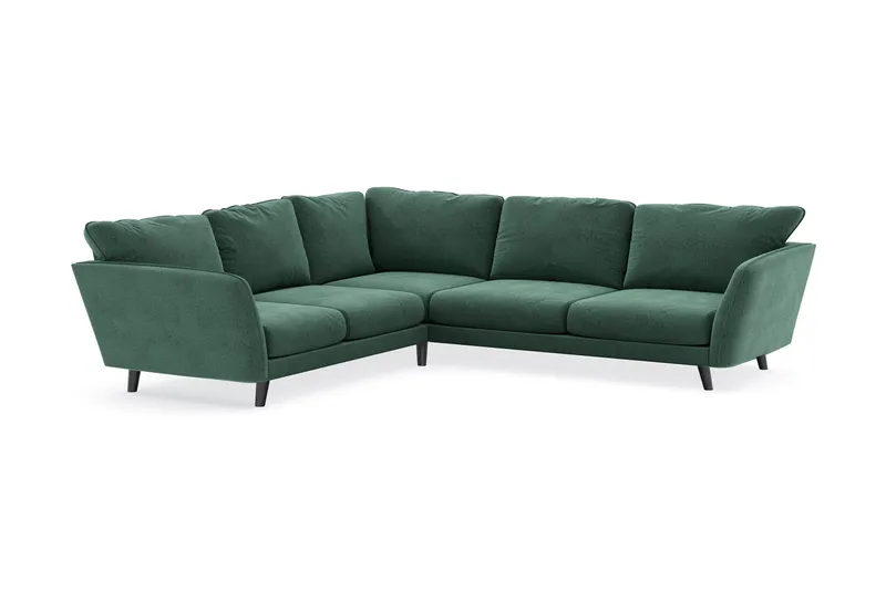 Trend Lyx 6-personers Vendbar L-formet Hjørnesofa i Fløjl - Mørkegrøn - Møbler - Sofaer - Hjørnesofa