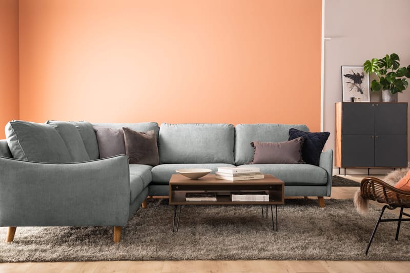 Trend Lyx 6-personers Vendbar L-formet Hjørnesofa i Stof - Grå - Møbler - Sofaer - Hjørnesofa