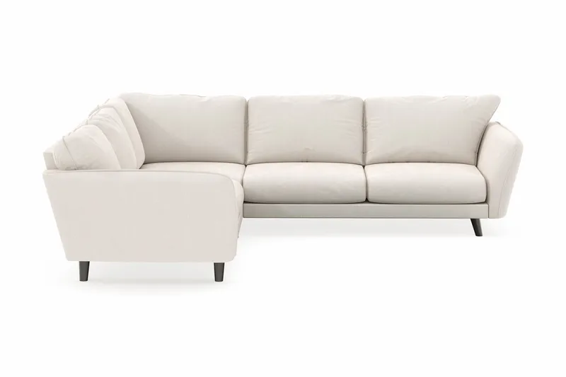 Trend Lyx 6-personers Vendbar L-formet Hjørnesofa i Fløjl, Cremehvid