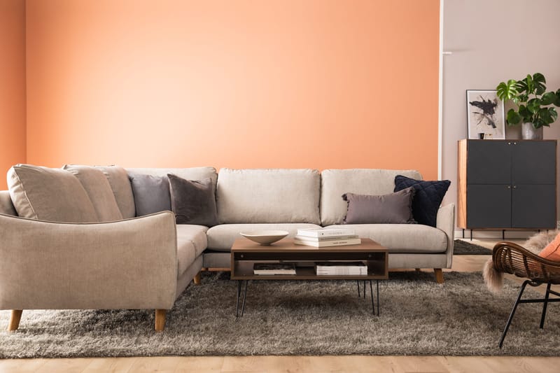 Trend Lyx 6-personers Vendbar L-formet Hjørnesofa i Stof - Beige - Møbler - Sofaer - Hjørnesofa