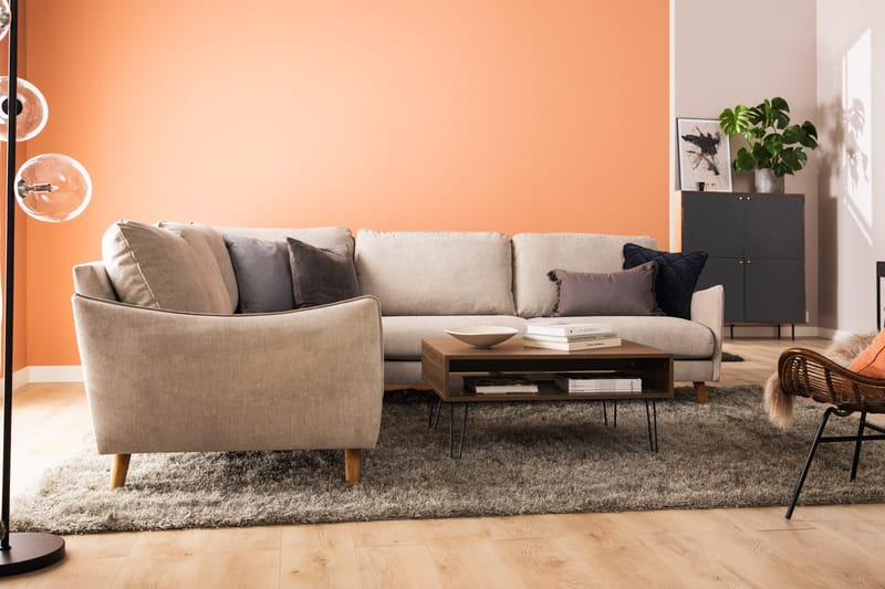 Trend Lyx 6-personers Vendbar L-formet Hjørnesofa i Stof - Beige - Møbler - Sofaer - Hjørnesofa