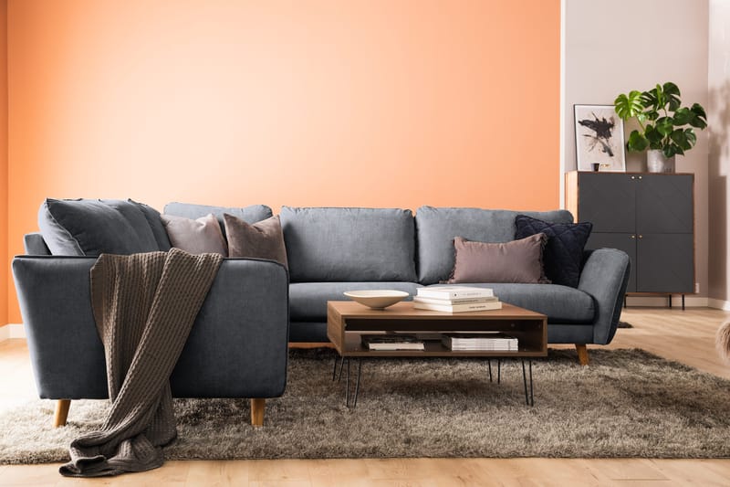 Trend Lyx 6-personers Vendbar L-formet Hjørnesofa i Stof - Mørkegrå - Møbler - Sofaer - Hjørnesofa